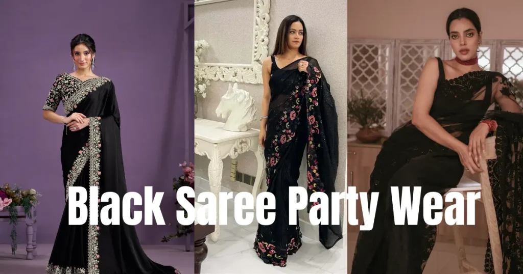 black saree party wear